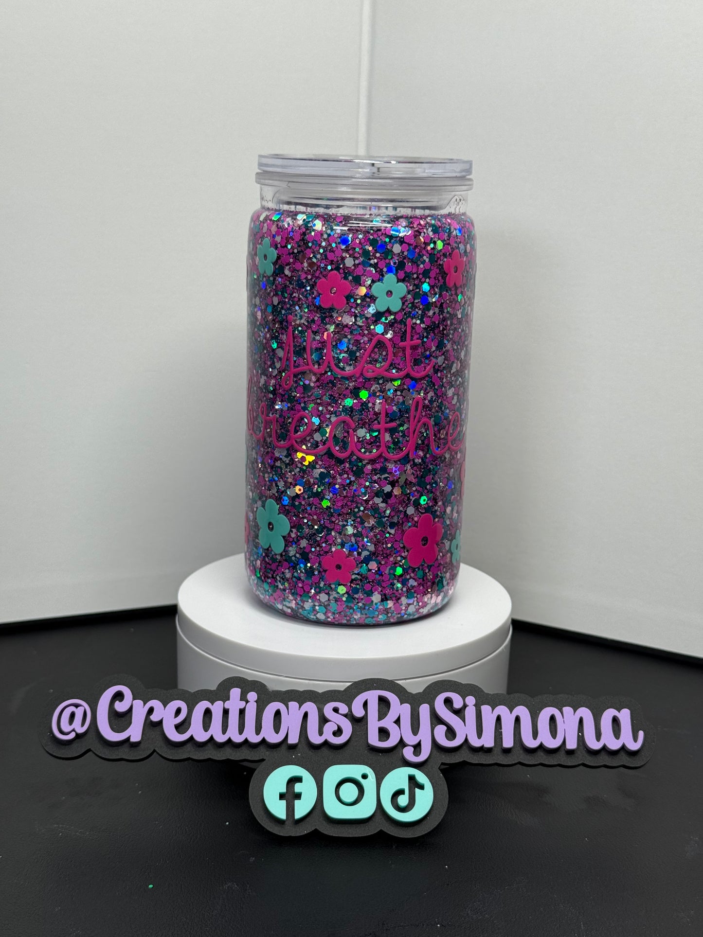 16oz acrylic tumbler “Just Breathe”