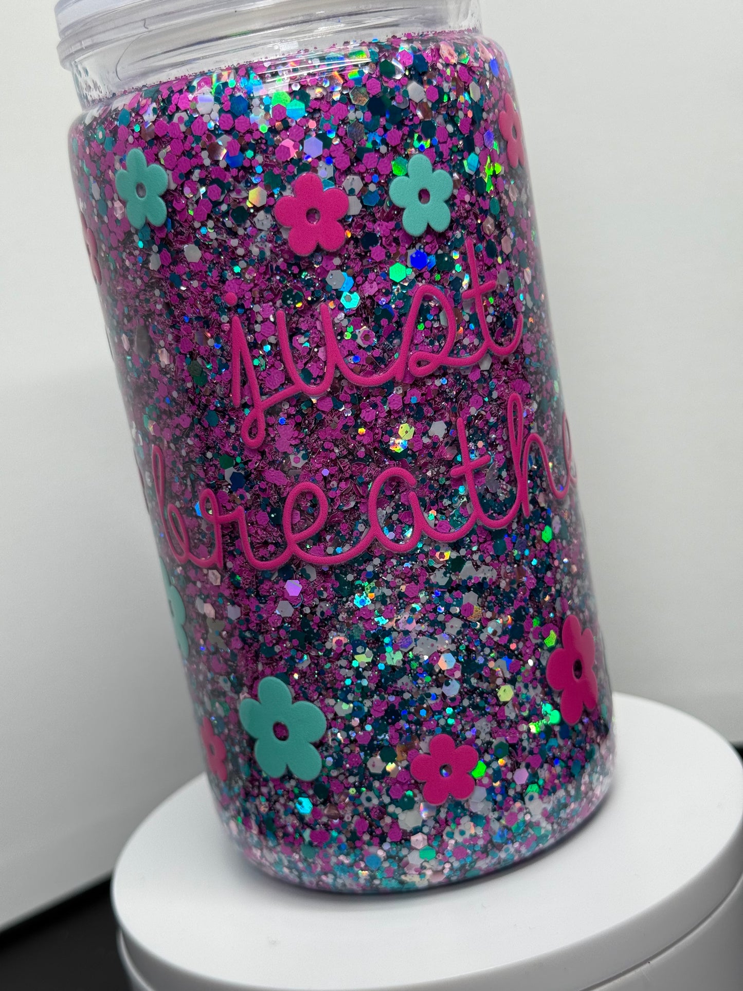 16oz acrylic tumbler “Just Breathe”