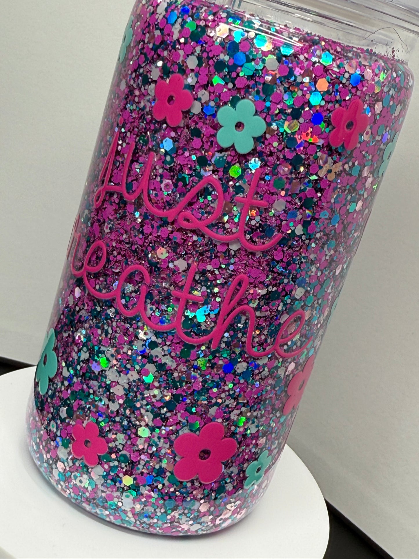 16oz acrylic tumbler “Just Breathe”