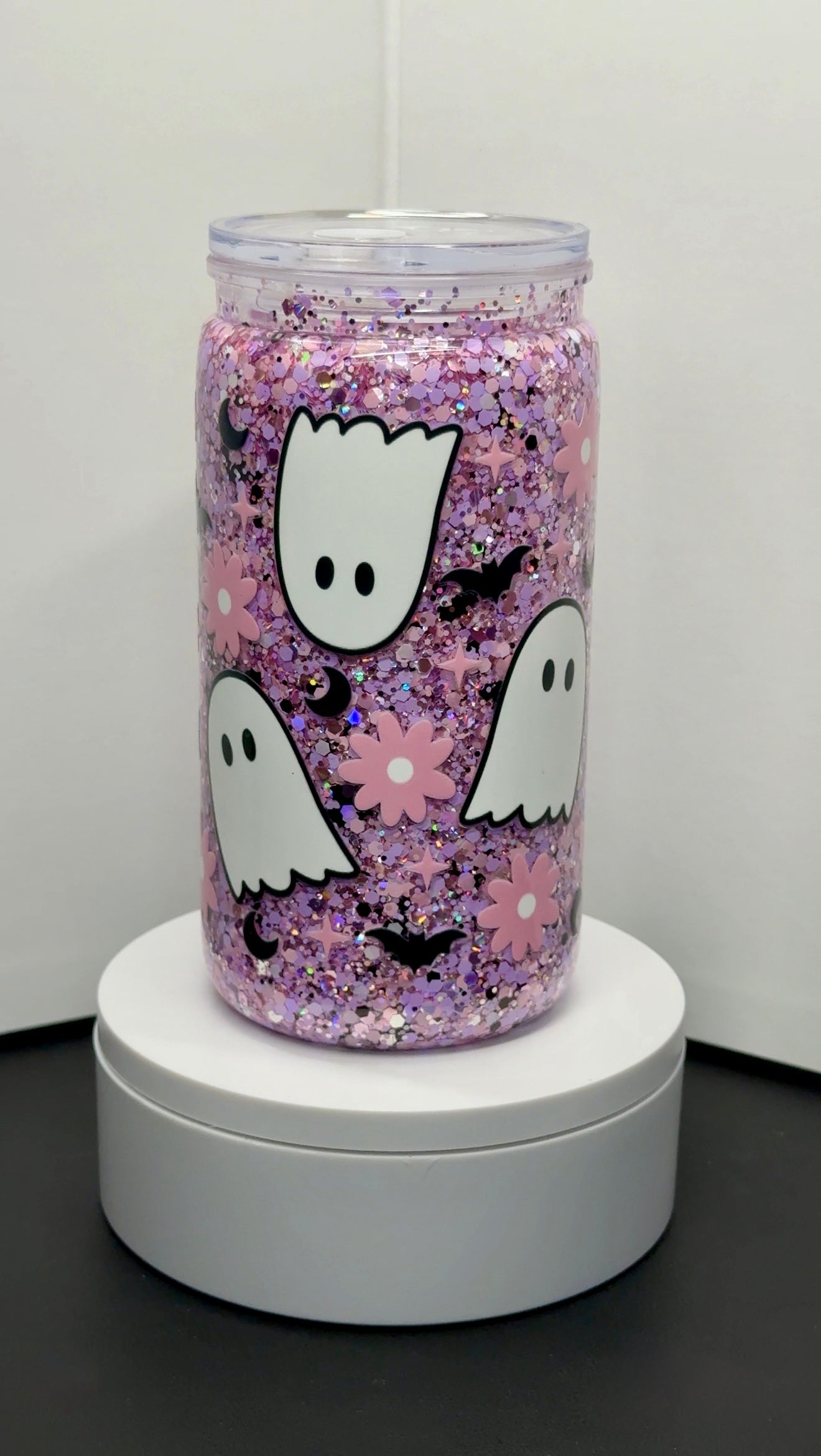 Spooky-Cute Glitter Ghost Cup