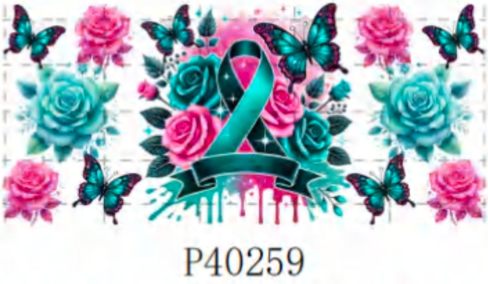 P40259 teal and pink Ribbon