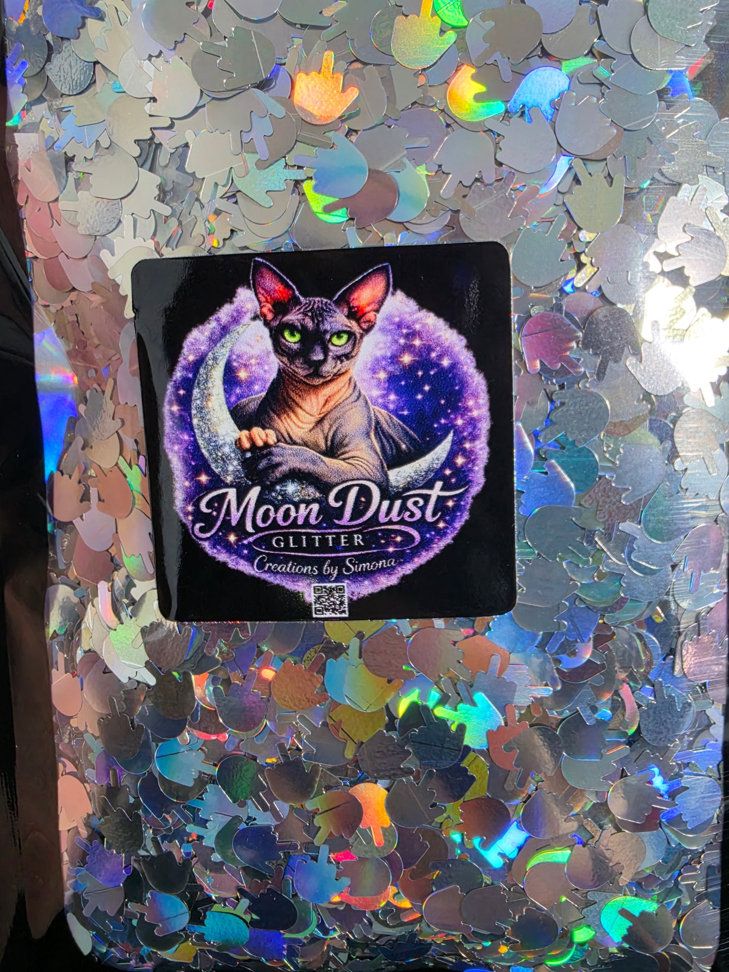 Glitter Shapes SILVER HOLOGRAPHIC Middle Fingers