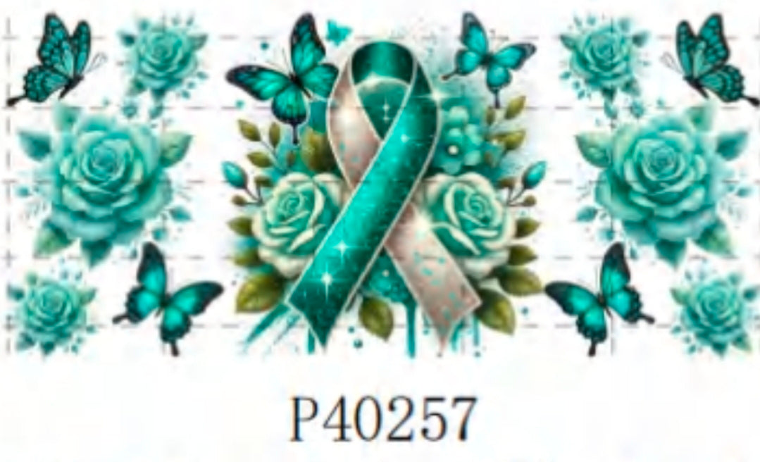 P40257 teal and silver Ribbon