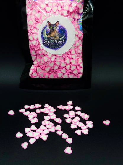 Clay Shapes WHITE HEARTS PINK TRIM