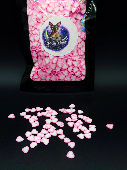 Clay Shapes WHITE HEARTS PINK TRIM