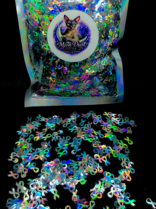 Glitter Shapes AWARENESS RIBBONS HOLOGRAPHIC