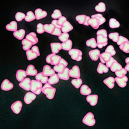 Clay Shapes WHITE HEARTS PINK TRIM