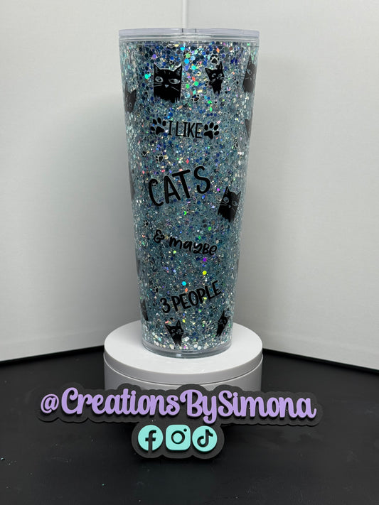 24oz Acrylic Tumbler “I like cats and maybe 3 people”