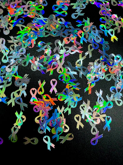Glitter Shapes AWARENESS RIBBONS HOLOGRAPHIC