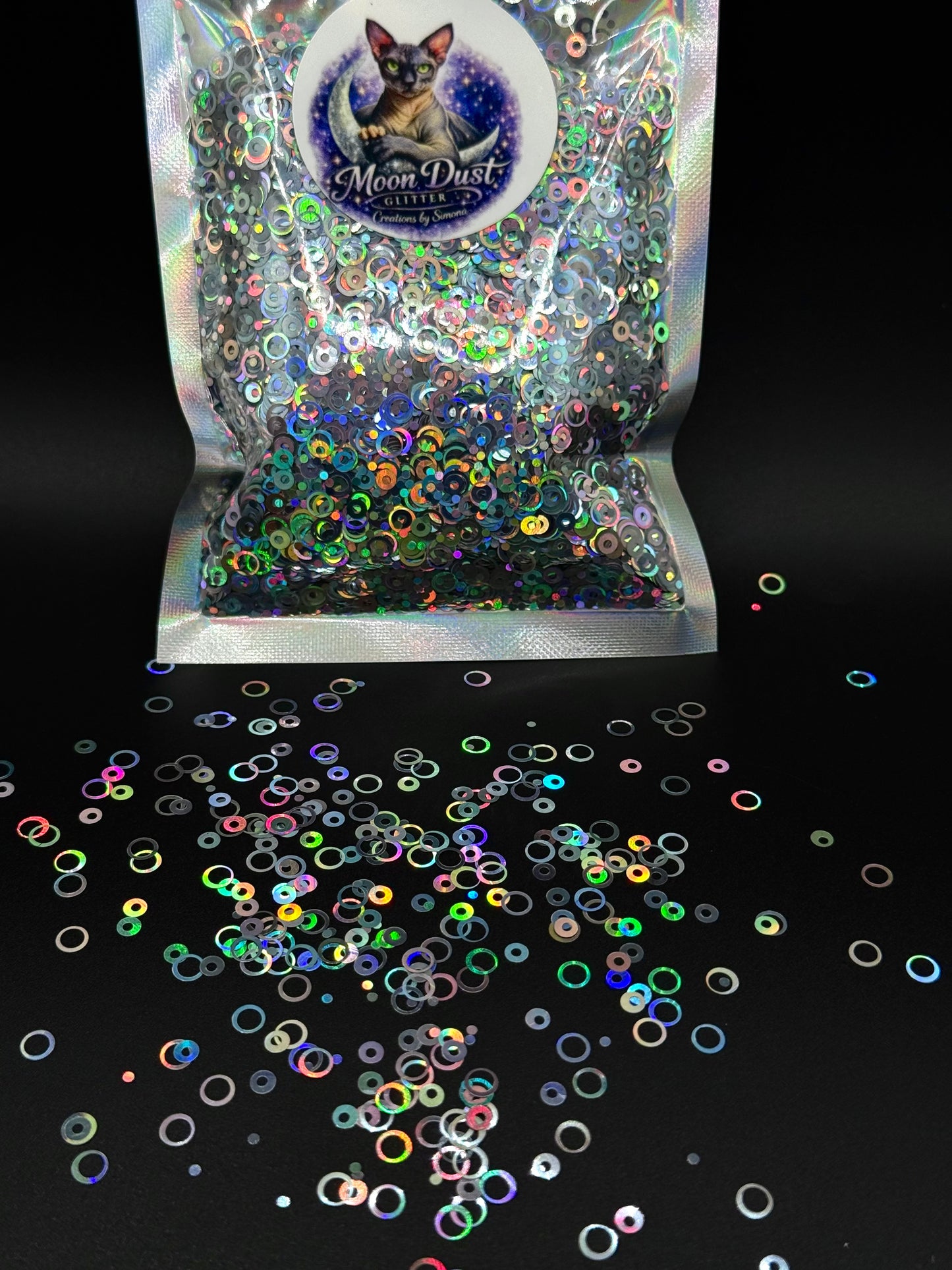 Glitter Shapes BUBBLES / CIRCLES HOLOGRAPHIC