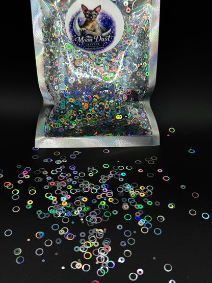 Glitter Shapes BUBBLES / CIRCLES HOLOGRAPHIC