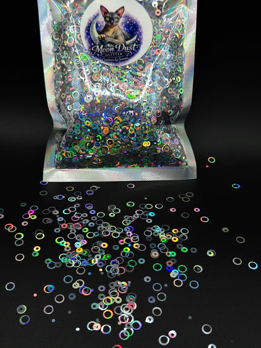 Glitter Shapes BUBBLES / CIRCLES HOLOGRAPHIC