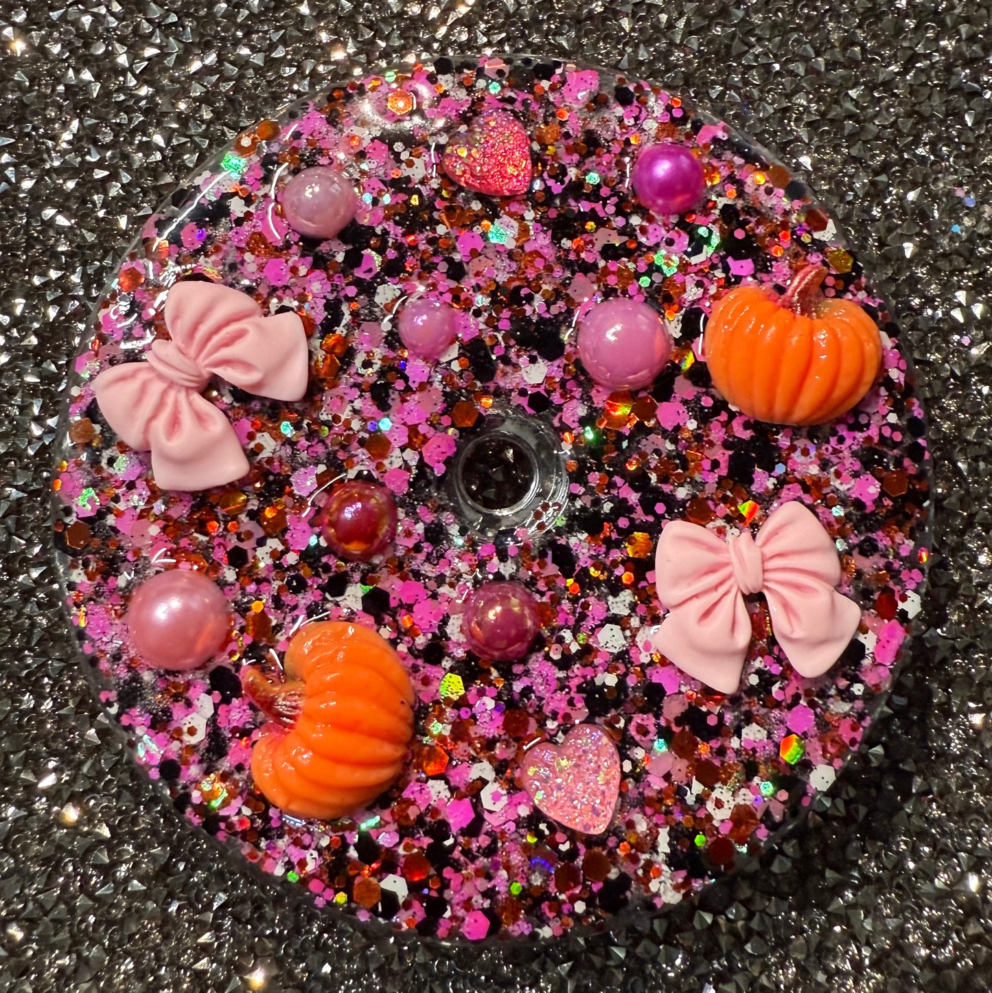 Custom Lid with Glitter and Charms (Examples above)(16oz, 20oz, and 24oz ONLY) NO 40oz customizations