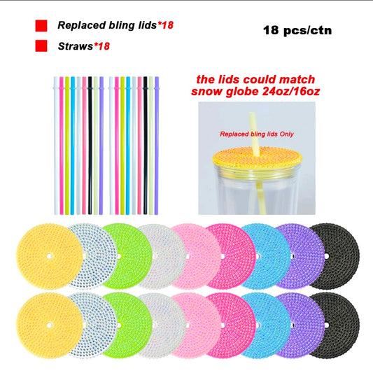 BLING LID and STRAW for 24 oz tapered cup