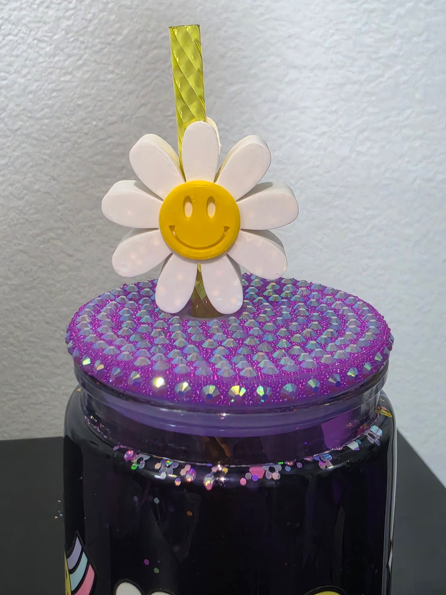 Smiley Flower Straw Topper
