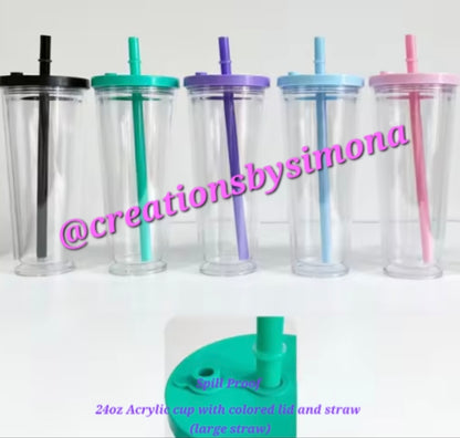 24oz Spill Proof Color Lid/Straw Cup
