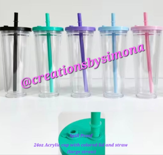 24oz Spill Proof Color Lid/Straw Cup