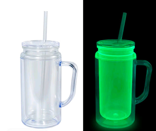 16oz GLOW in the dark acrylic cup with handle