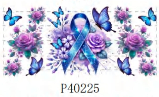 P40225 blue and purplish pink ribbon