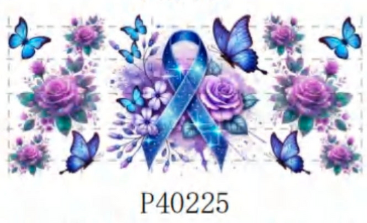 P40225 blue and purplish pink ribbon