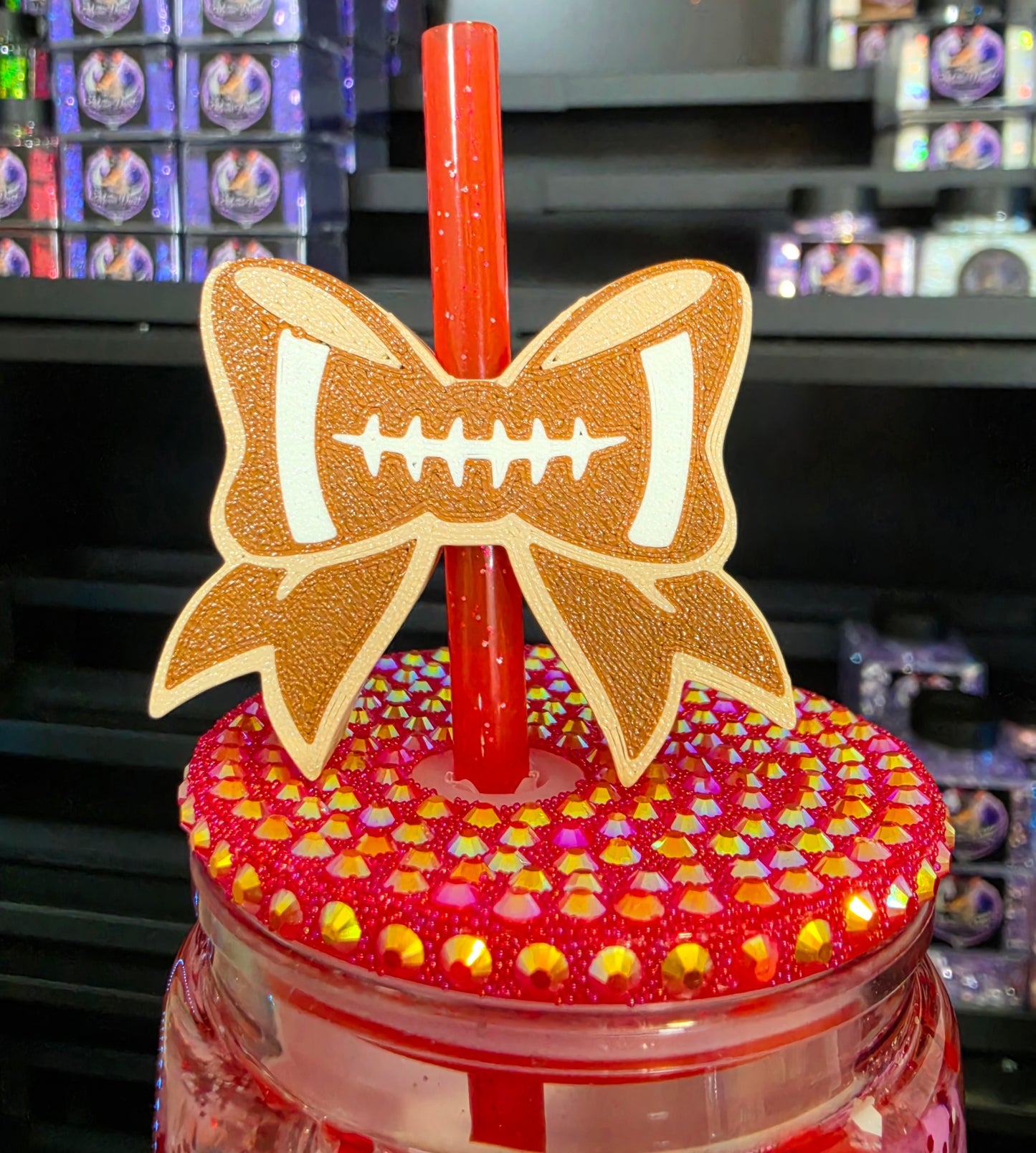 Straw charm Football Bow